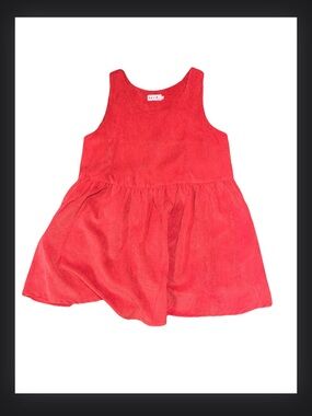 Red Corduroy Sleeveless Dress